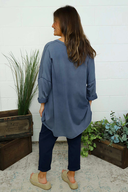 Maritza Slouch Cotton Top Navy - Image 4