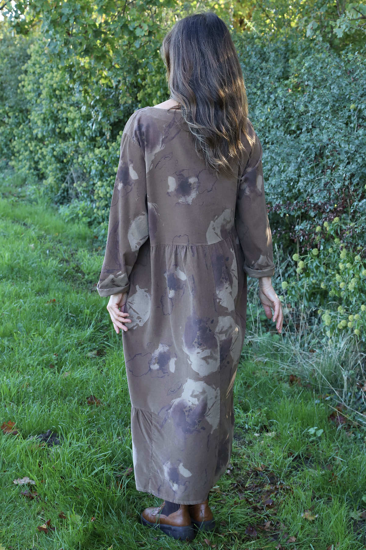 Sheena Print Needlecord Dress Nutmeg