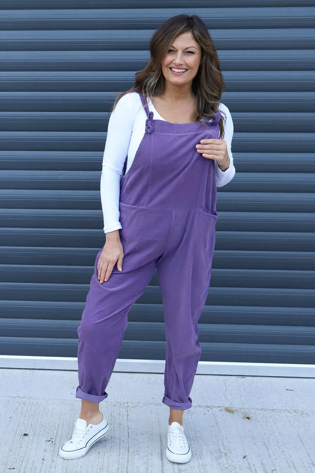 Pabo Needlecord Dungarees Purple