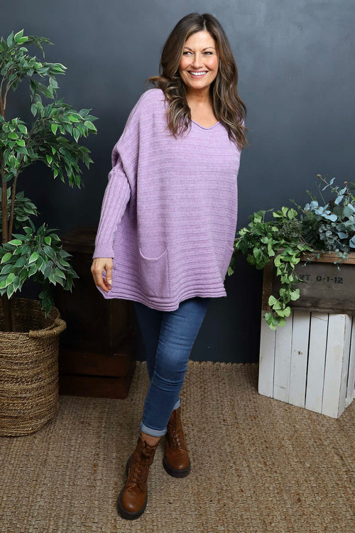Katalia Pocket Knitted Jumper Lilac - Image 3