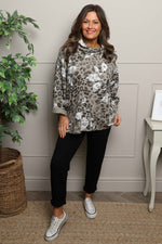 Beryl Print Cowl Neck Cotton Top Mocha Mocha - Beryl Print Cowl Neck Cotton Top Mocha