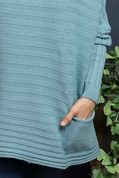 Katalia Pocket Knitted Jumper Sage Green - Image 3