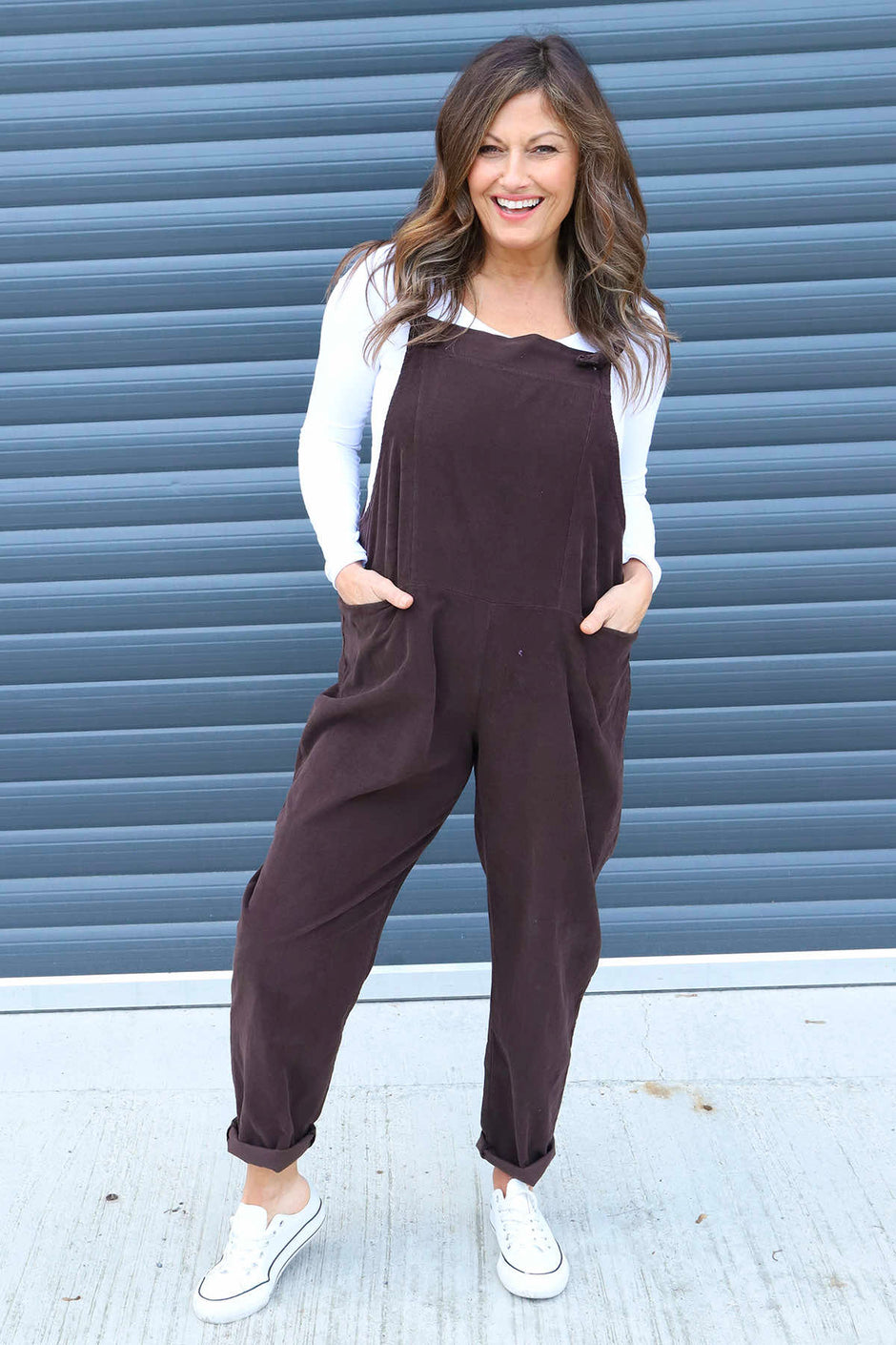 Pabo Needlecord Dungarees Cocoa