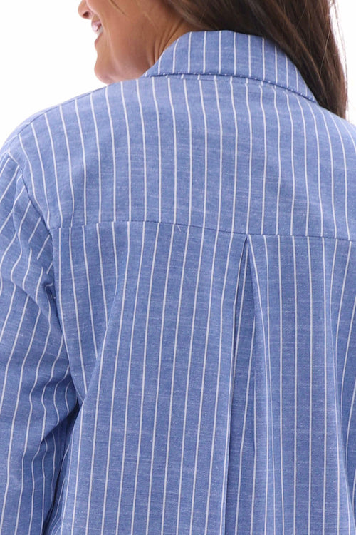 Avani Stripe Cotton Shirt Blue - Image 5