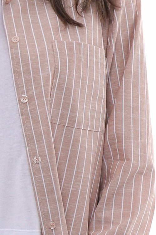 Avani Stripe Cotton Shirt Camel - Image 4