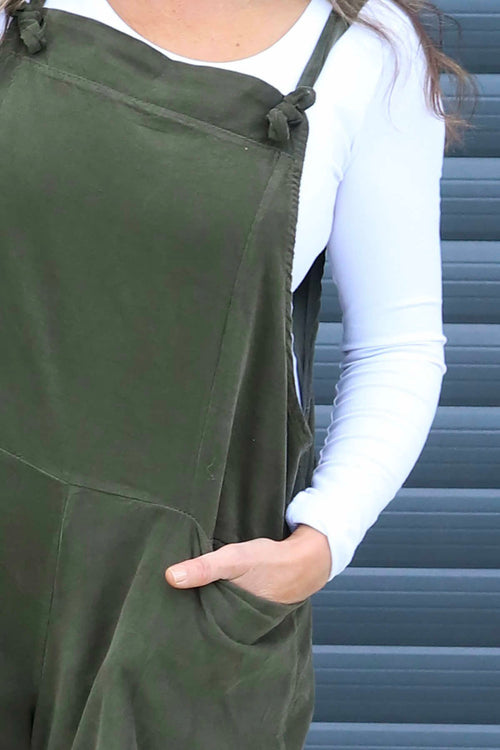 Pabo Needlecord Dungarees Khaki - Image 3