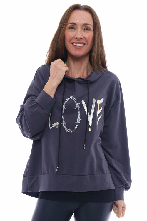 Martha Love Cotton Hooded Top Charcoal - Image 1