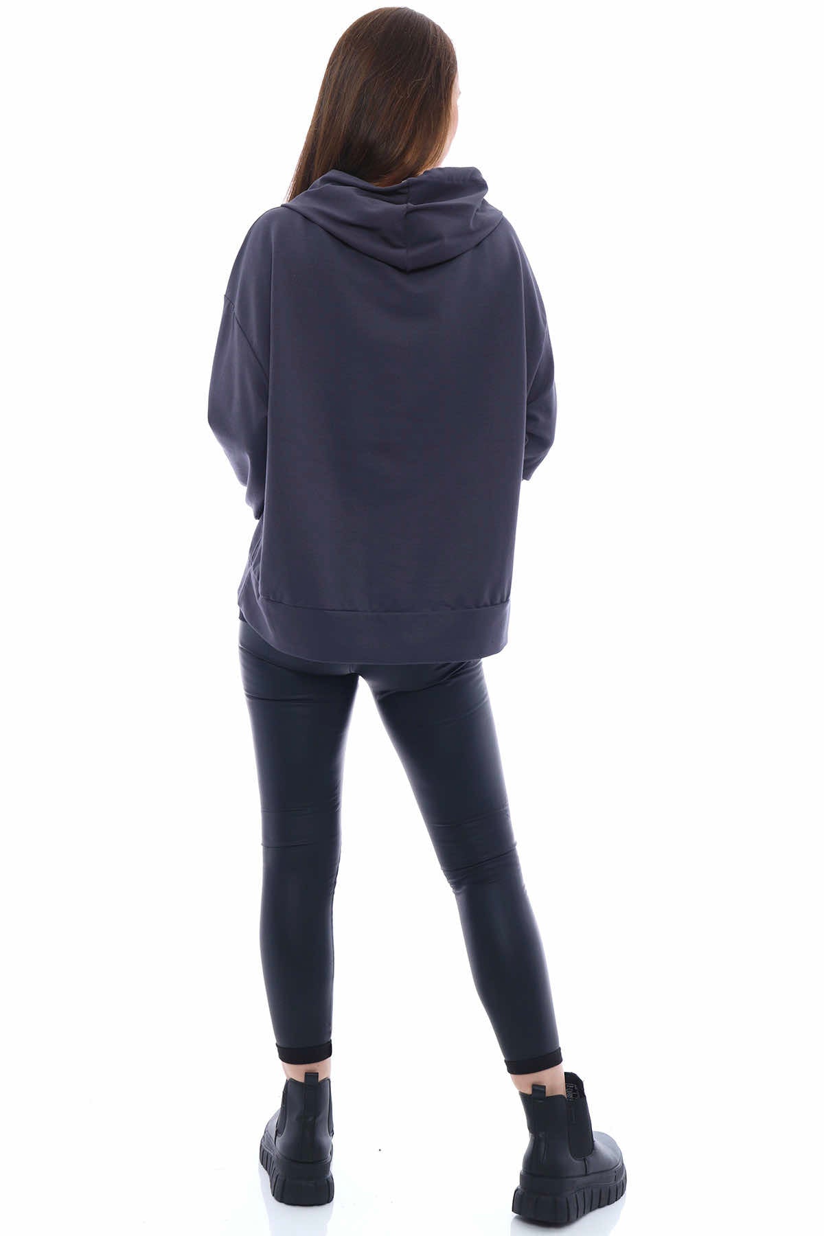 Martha Love Cotton Hooded Top Charcoal