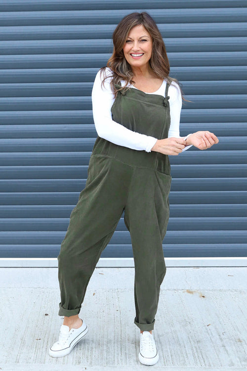 Pabo Needlecord Dungarees Khaki