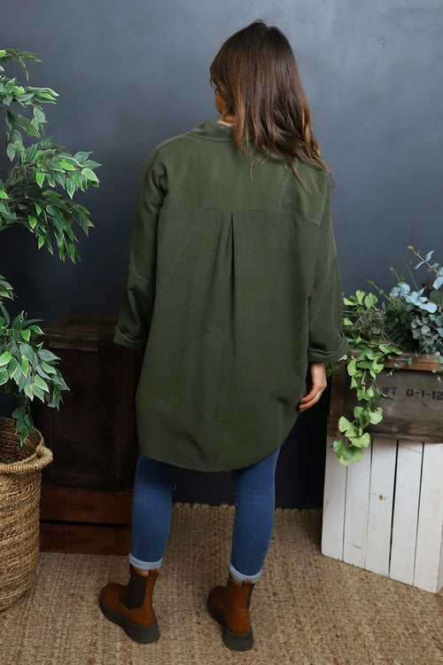 Justina Needlecord Shirt Khaki - Image 4