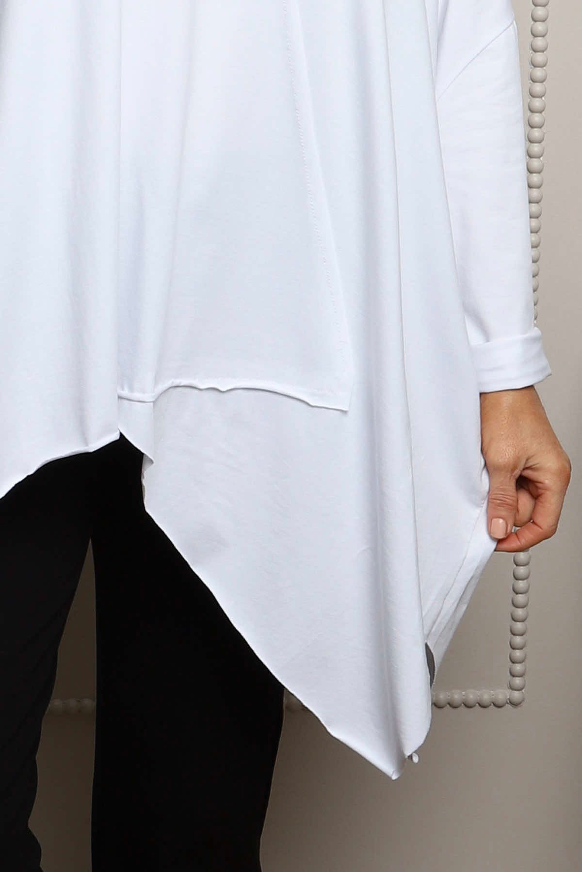 Jodie Dip Side Cotton Top White