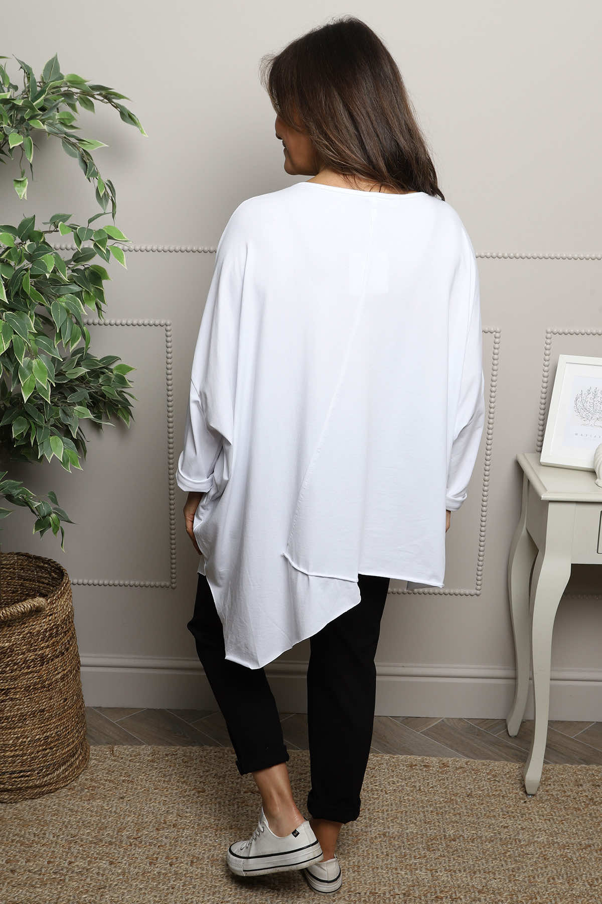 Jodie Dip Side Cotton Top White