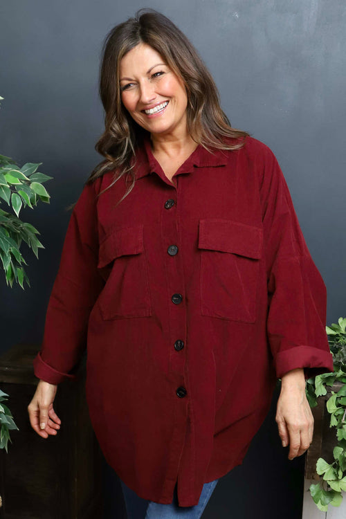 Justina Needlecord Shirt Wine - Image 3