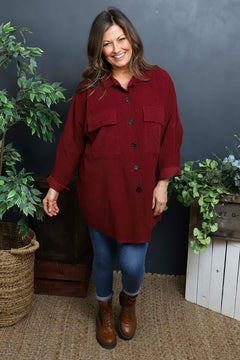 Justina Needlecord Shirt Wine