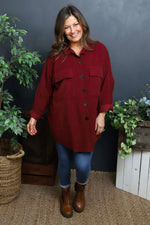 Justina Needlecord Shirt Wine Wine - Justina Needlecord Shirt Wine