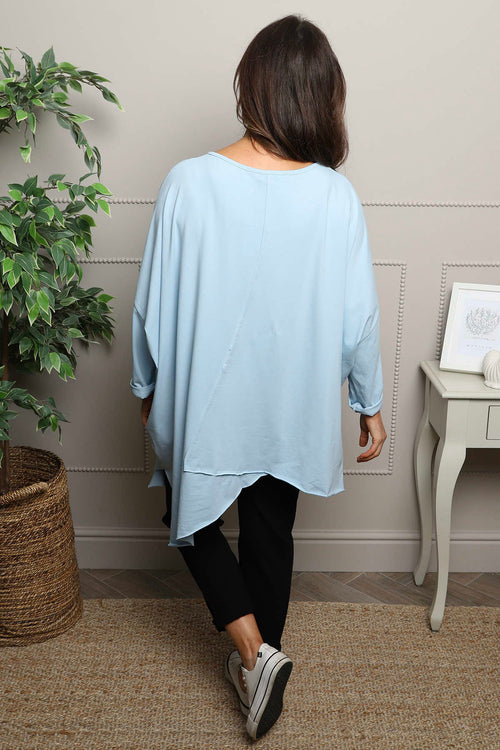 Jodie Dip Side Cotton Top Light Blue - Image 4