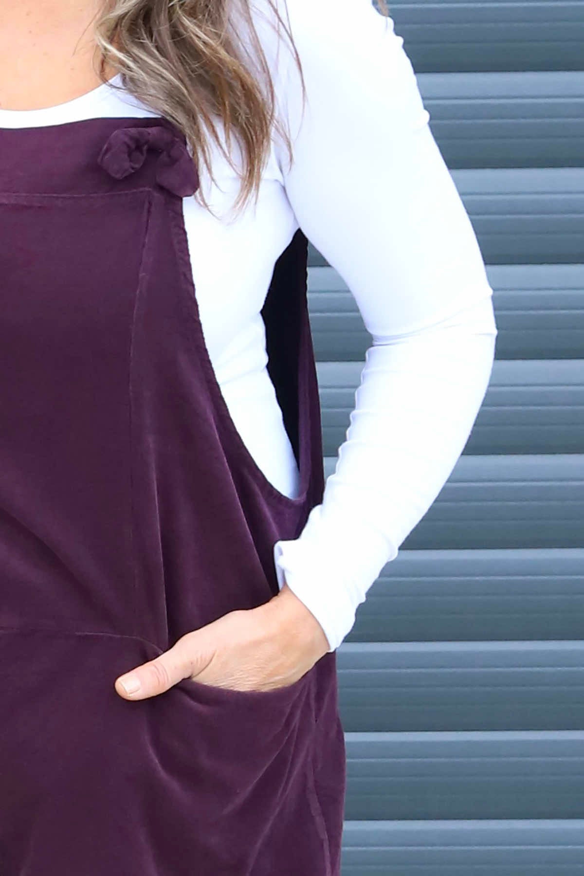 Pabo Needlecord Dungarees Burgundy