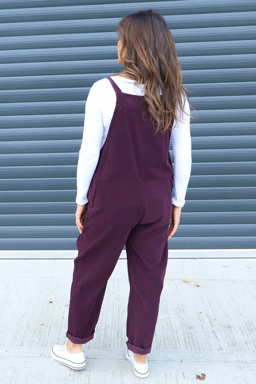 Pabo Needlecord Dungarees Burgundy - Image 4