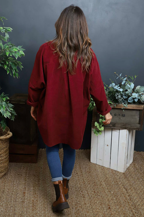 Justina Needlecord Shirt Wine - Image 4