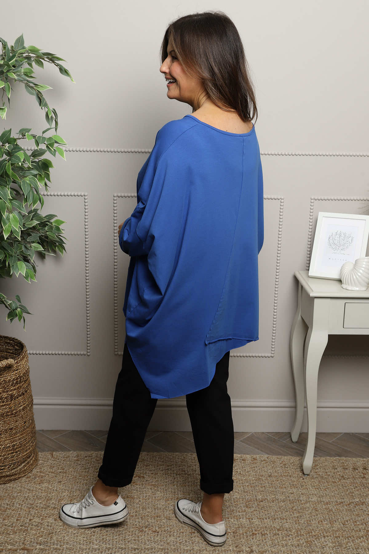 Jodie Dip Side Cotton Top Cobalt