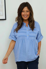 Arlette Linen Top Powder Blue Powder Blue - Arlette Linen Top Powder Blue