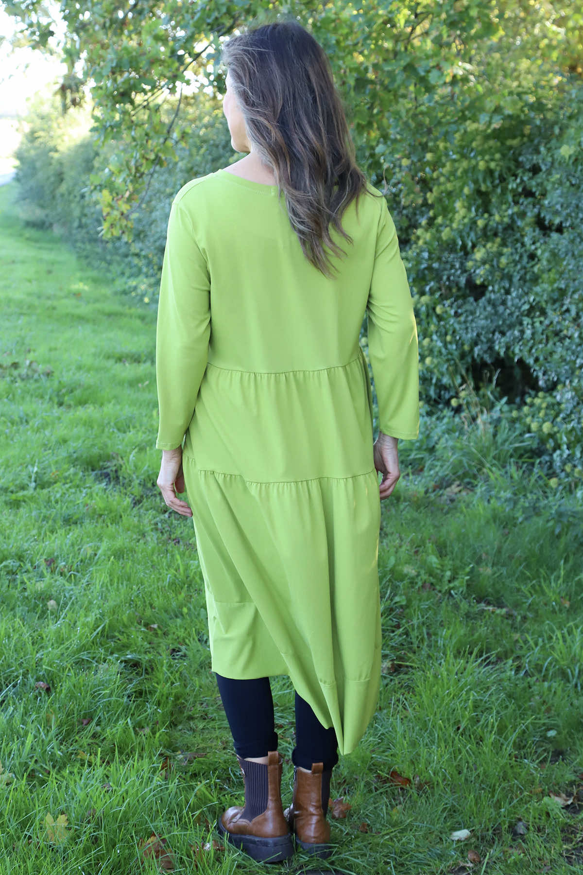 Callady Tiered Cotton Dress Green