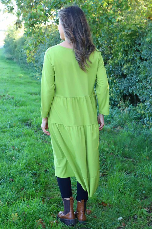 Callady Tiered Cotton Dress Green - Image 4