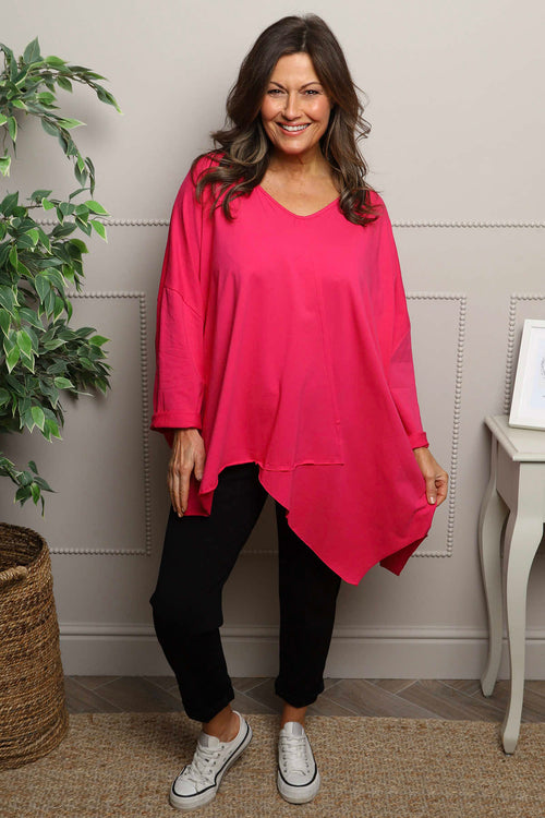 Jodie Dip Side Cotton Top Fuchsia - Image 2
