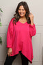 Jodie Dip Side Cotton Top Fuchsia