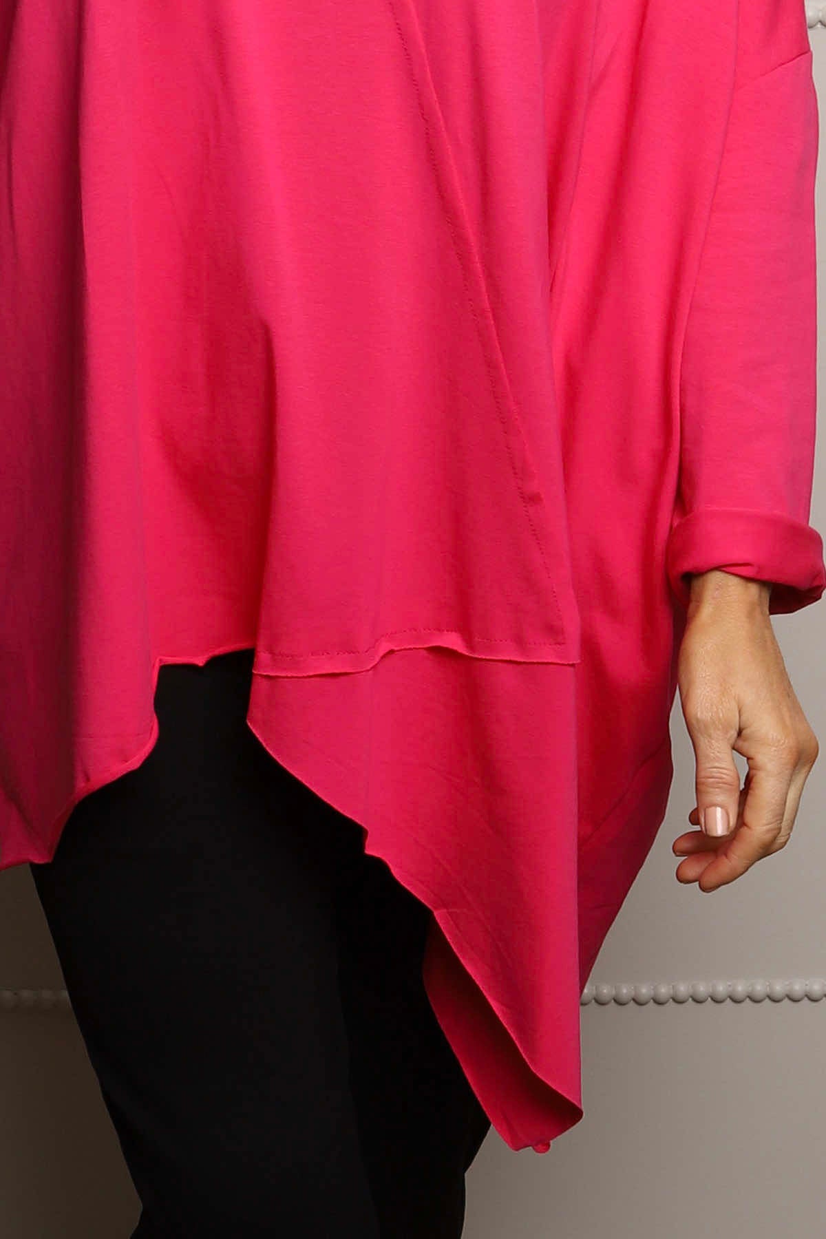 Jodie Dip Side Cotton Top Fuchsia