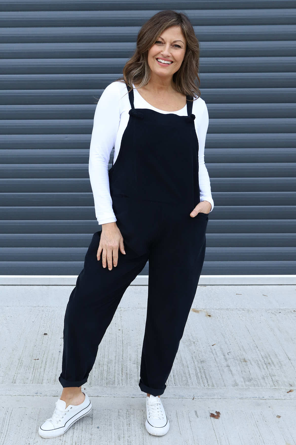 Pabo Needlecord Dungarees Black