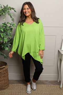 Jodie Dip Side Cotton Top Lime