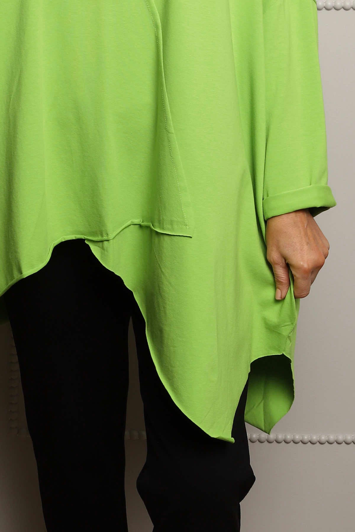 Jodie Dip Side Cotton Top Lime
