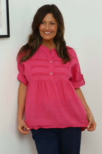 Arlette Linen Top Fuchsia Fuchsia - Arlette Linen Top Fuchsia