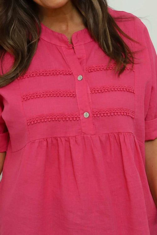 Arlette Linen Top Fuchsia - Image 3