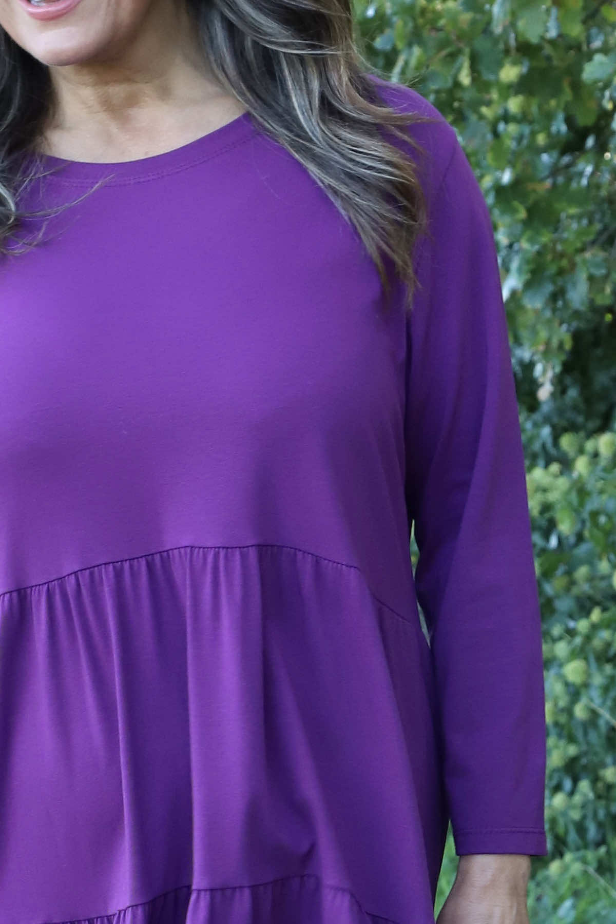 Callady Tiered Cotton Dress Purple