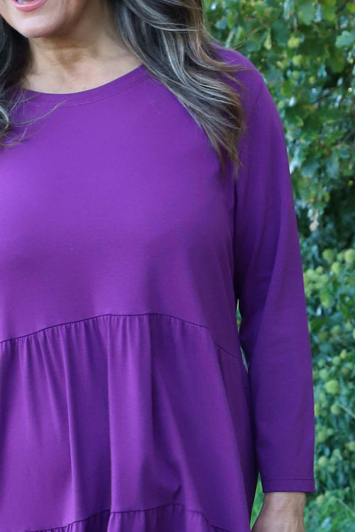 Callady Tiered Cotton Dress Purple - Image 3