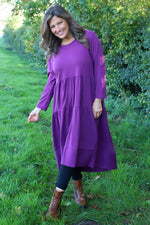 Callady Tiered Cotton Dress Purple Purple - Callady Tiered Cotton Dress Purple