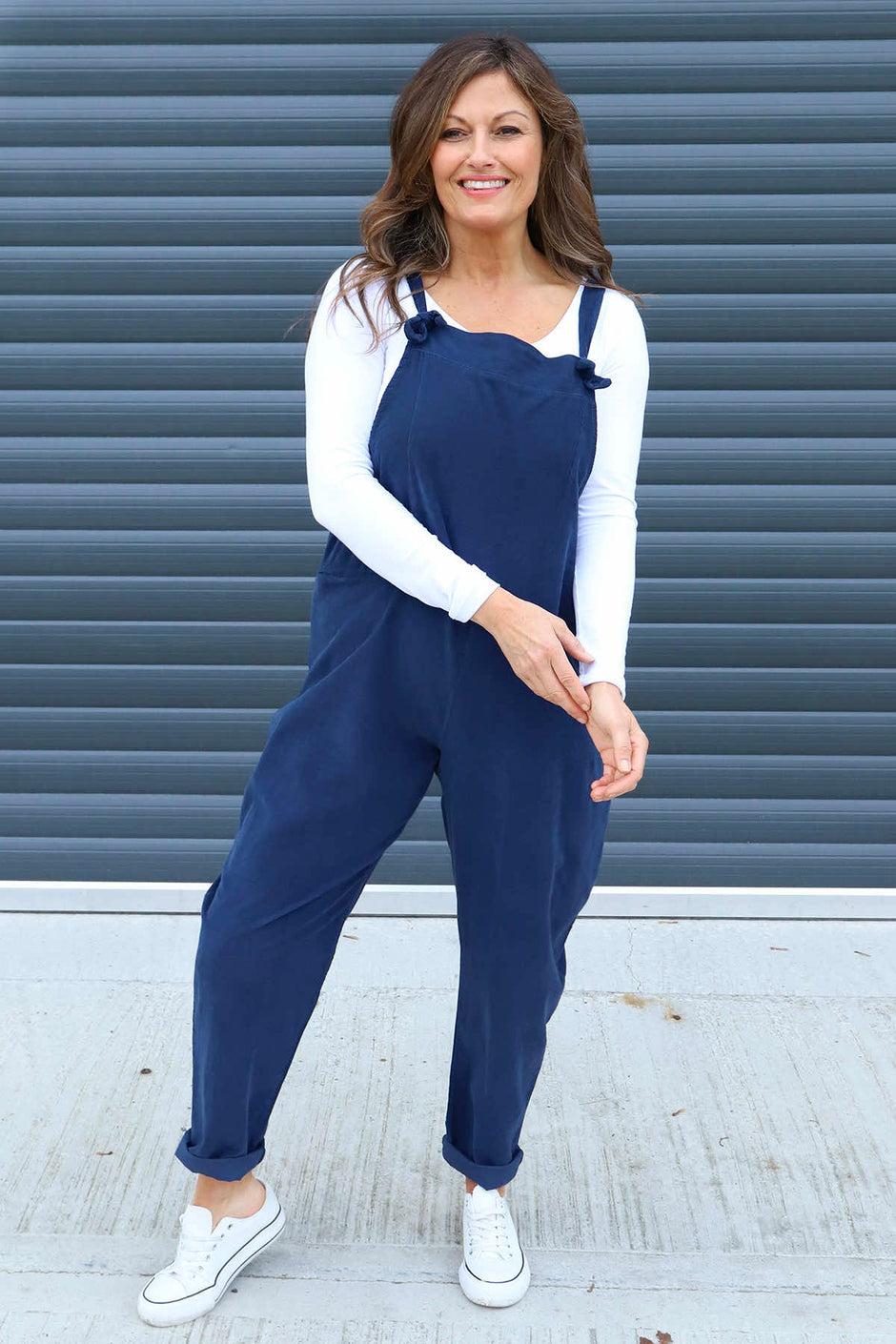 Pabo Needlecord Dungarees Navy