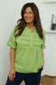 Arlette Linen Top Green