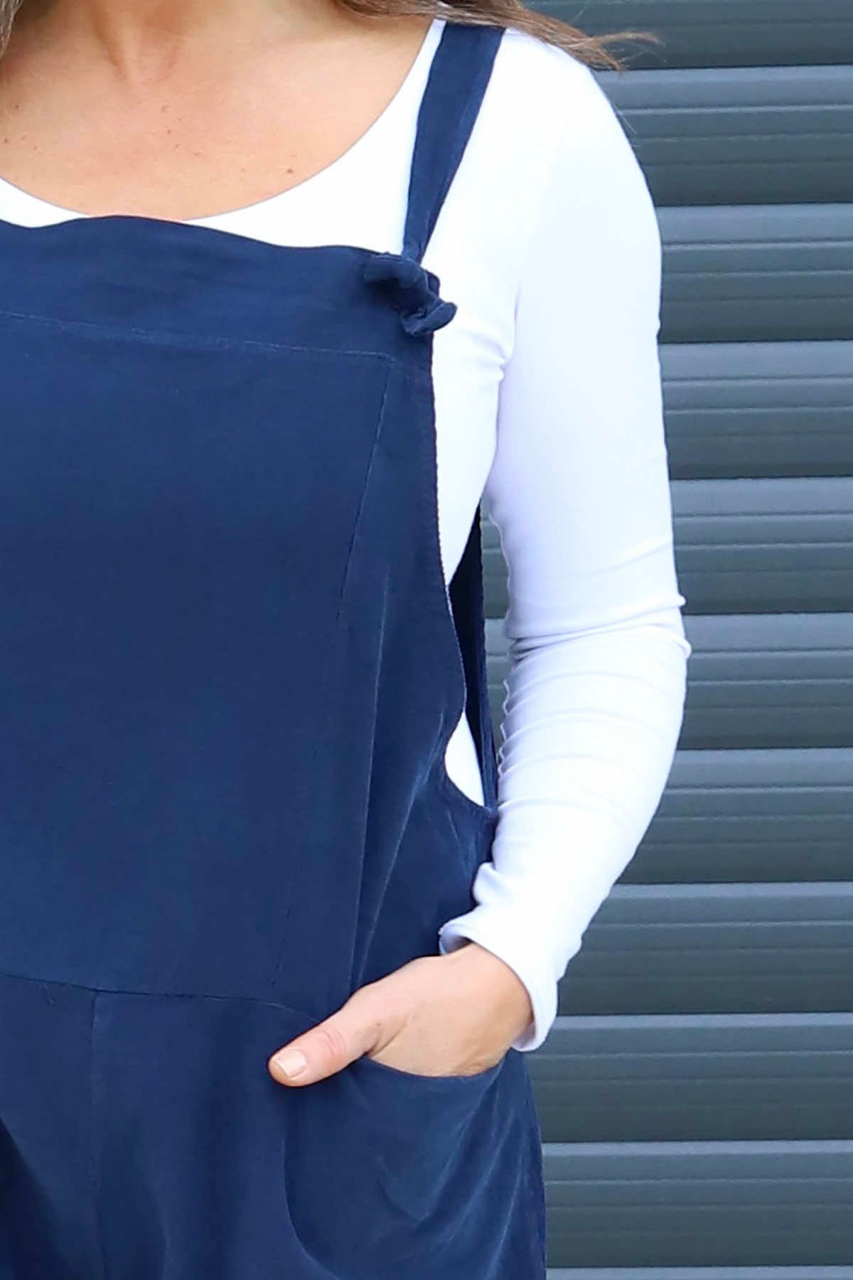 Pabo Needlecord Dungarees Navy