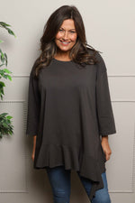 Carey Frill Cotton Top Charcoal Charcoal - Carey Frill Cotton Top Charcoal