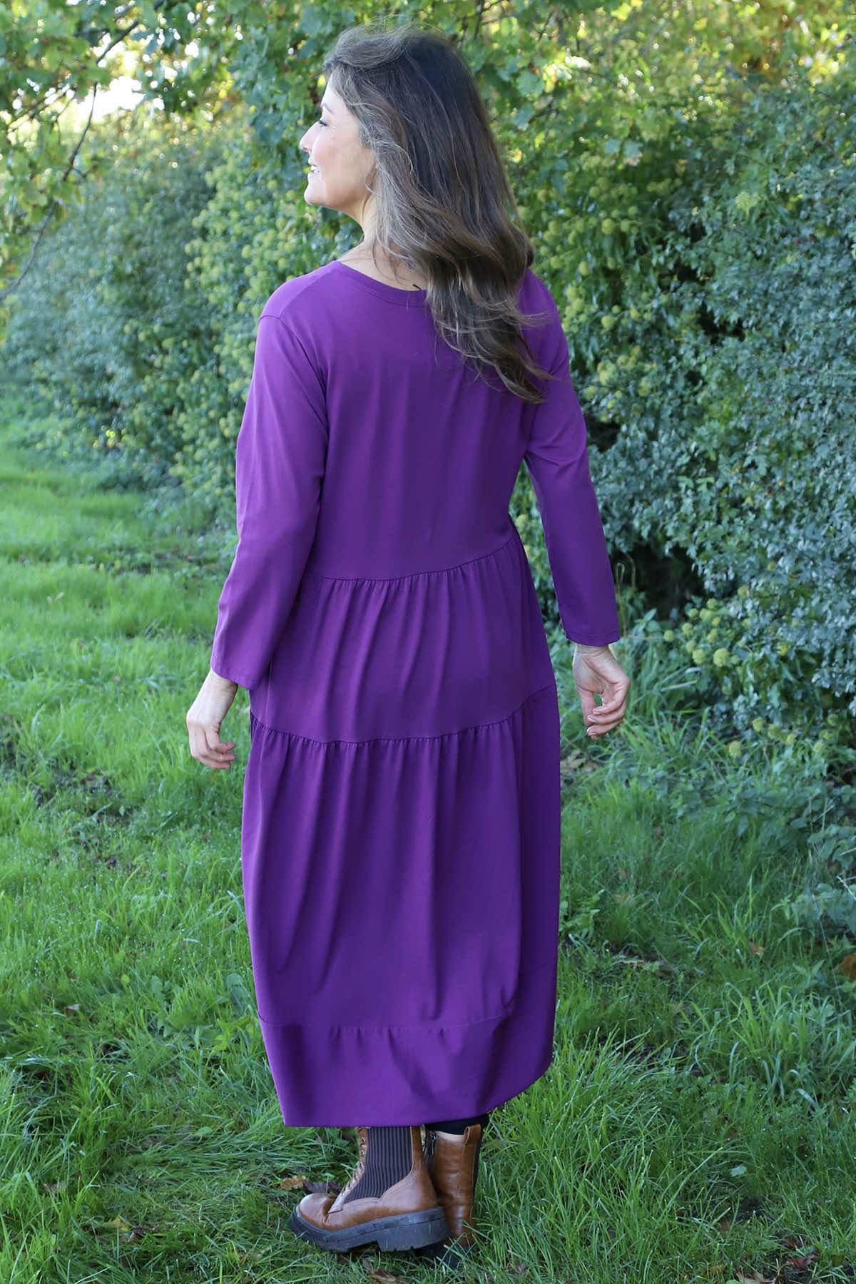 Callady Tiered Cotton Dress Purple