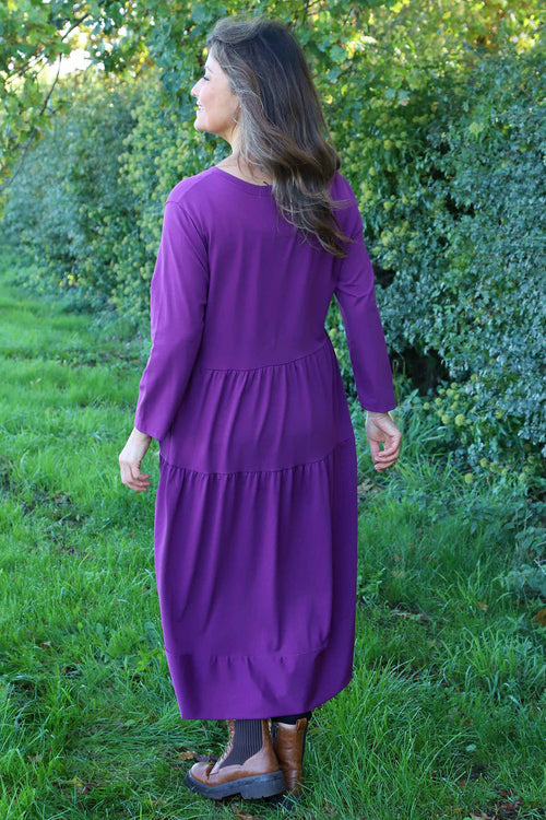 Callady Tiered Cotton Dress Purple - Image 4
