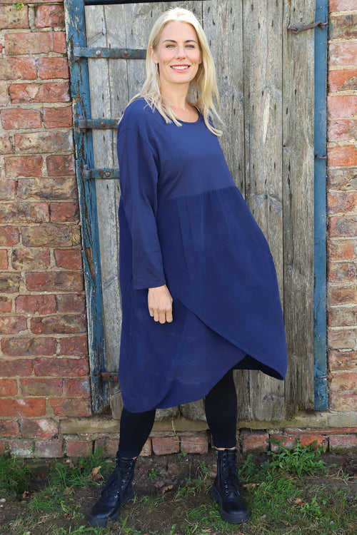 Arden Needlecord Dress Navy
