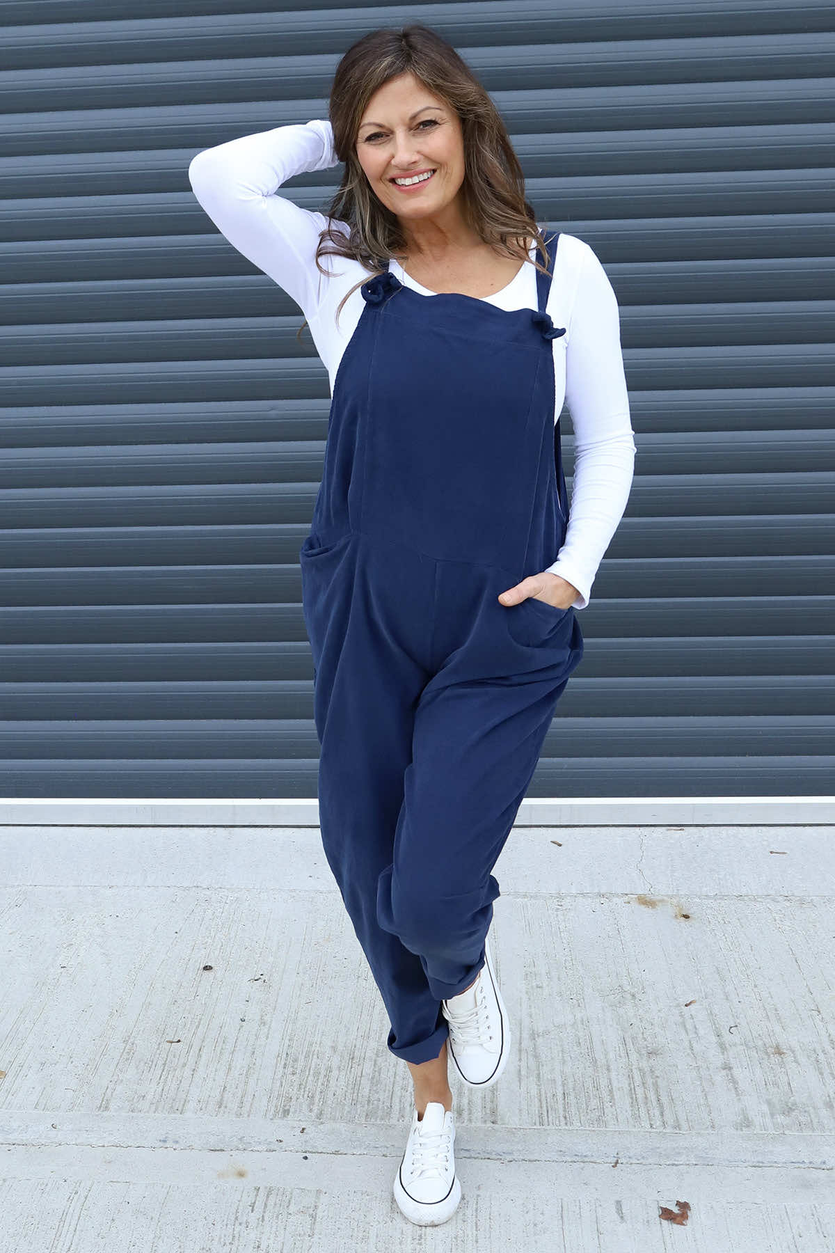 Pabo Needlecord Dungarees Navy