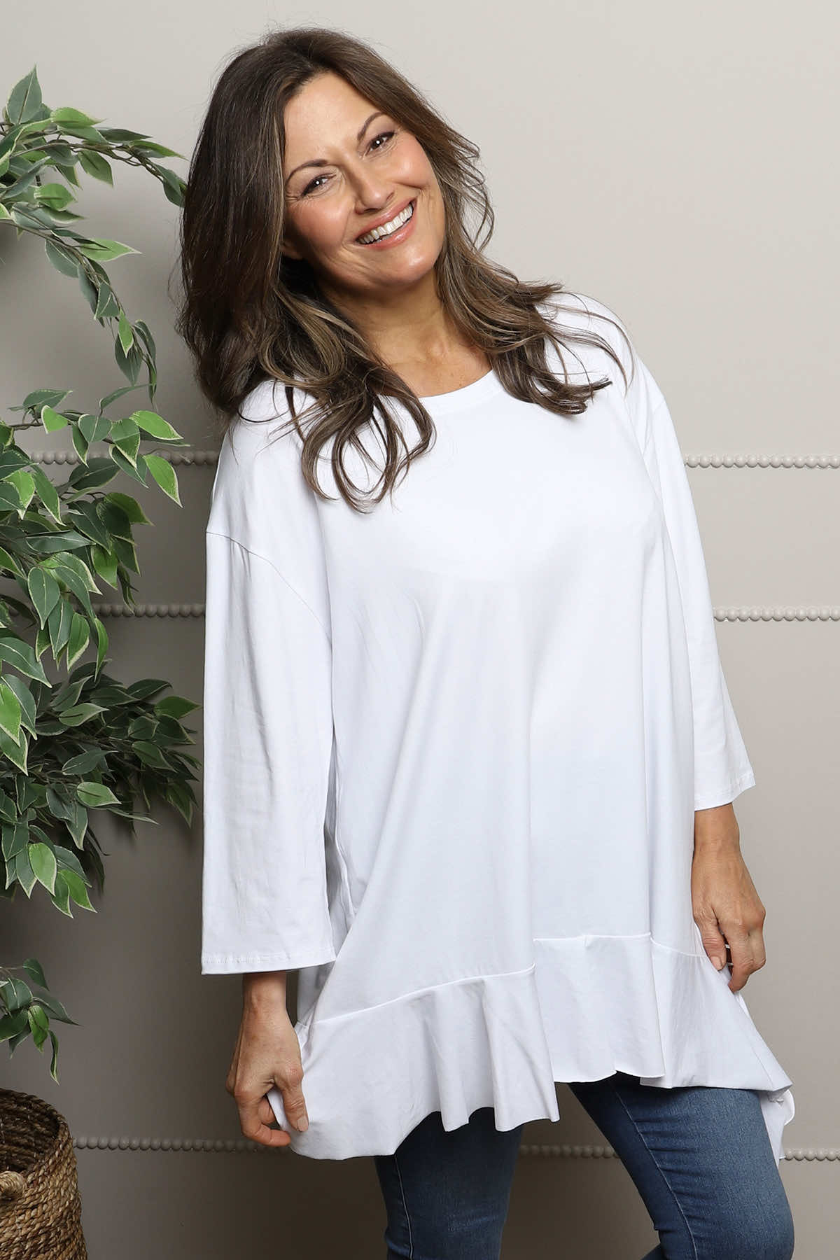 Carey Frill Cotton Top White