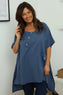 Bridget Button Linen Top Blue