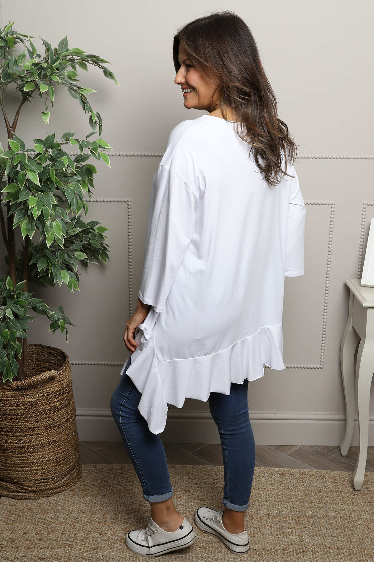 Carey Frill Cotton Top White
