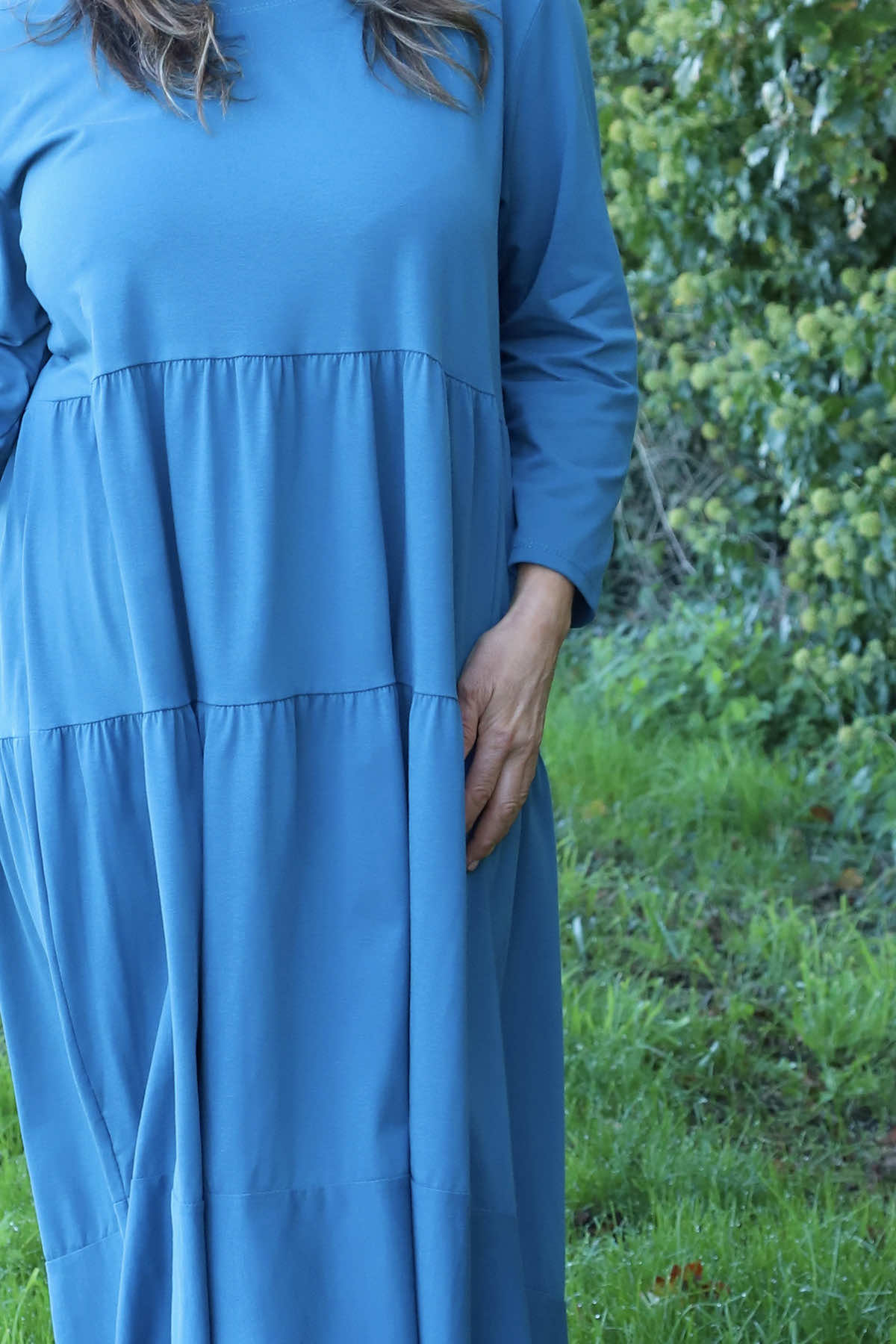 Callady Tiered Cotton Dress Teal
